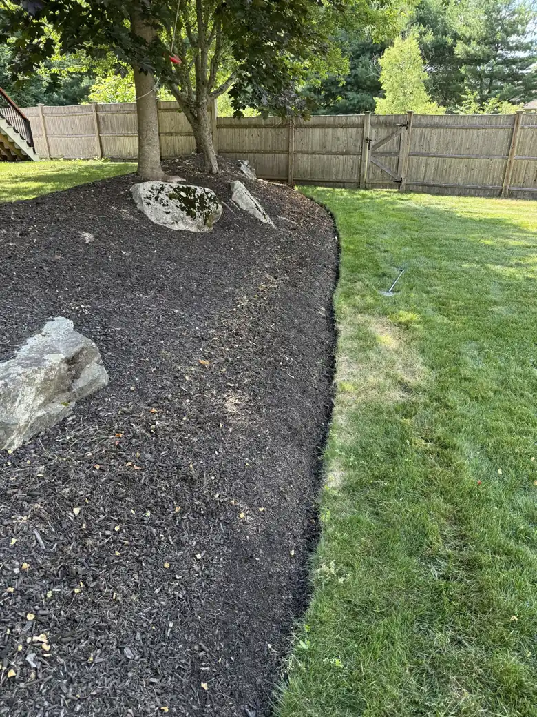 Backyard bed rebuilt with a hand-cut edge